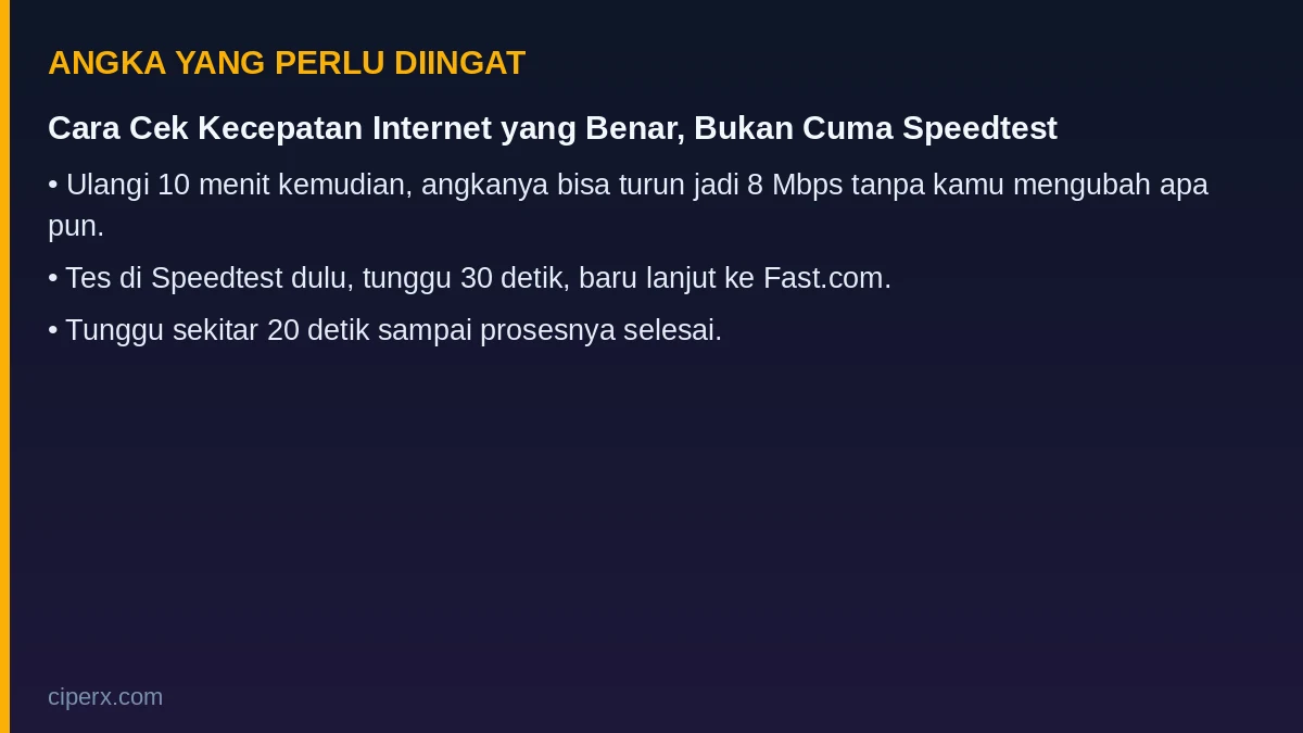 Angka penting dari artikel: Cara Cek Kecepatan Internet yang Benar, Bukan Cuma Speedtest